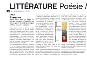 Article pour la sortie de Anaïs Nin; genèse et jeunesse dans la Strada Journal culturel de Nice