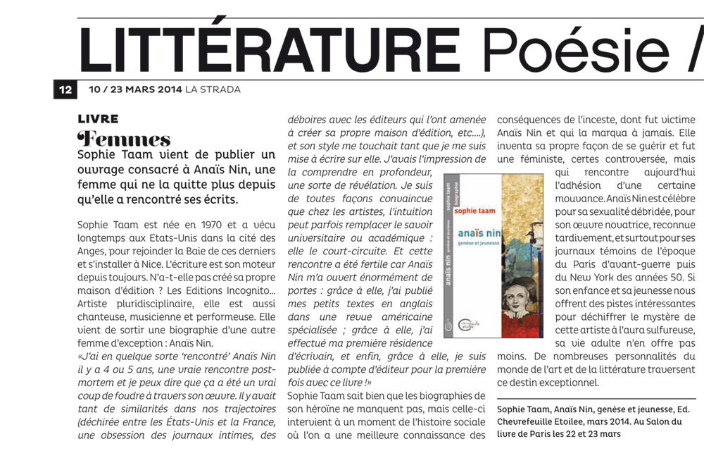 Article Strada 10 au 23 mars